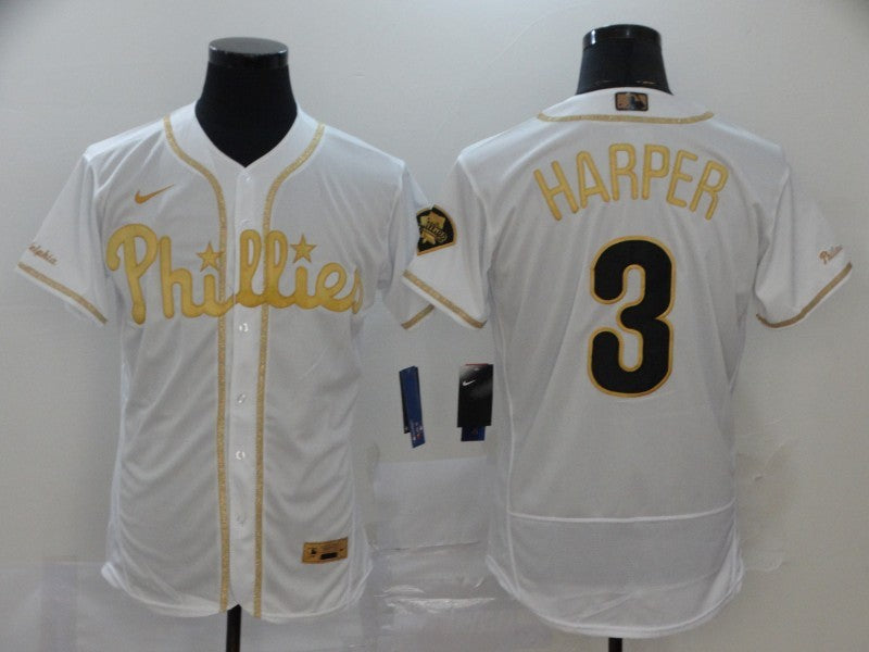 Men's Philadelphia Phillies Bryce Harper #3 White Stitched Jersey